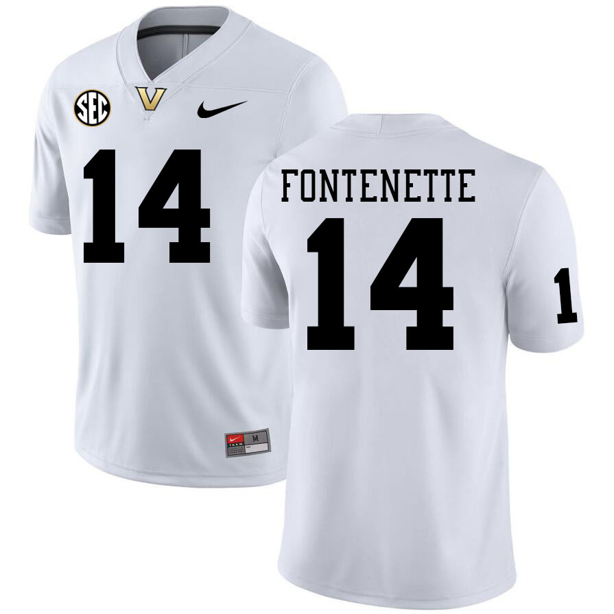 Vanderbilt Commodores #14 Randon Fontenette College Football Jerseys Stitched Sale-White